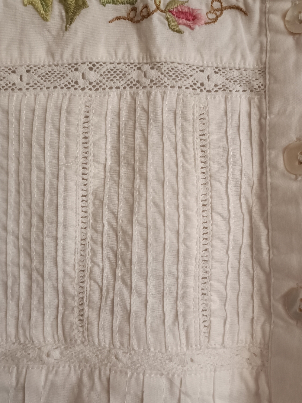 April Cornell Vintage White Cotton Embroidered Maxi Nightgown L Boho Coastal - Picture 7 of 14